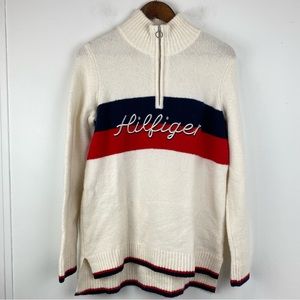 Tommy Hilfiger size Medium Men’s Red White Blue Wool Blend Pullover Sweater